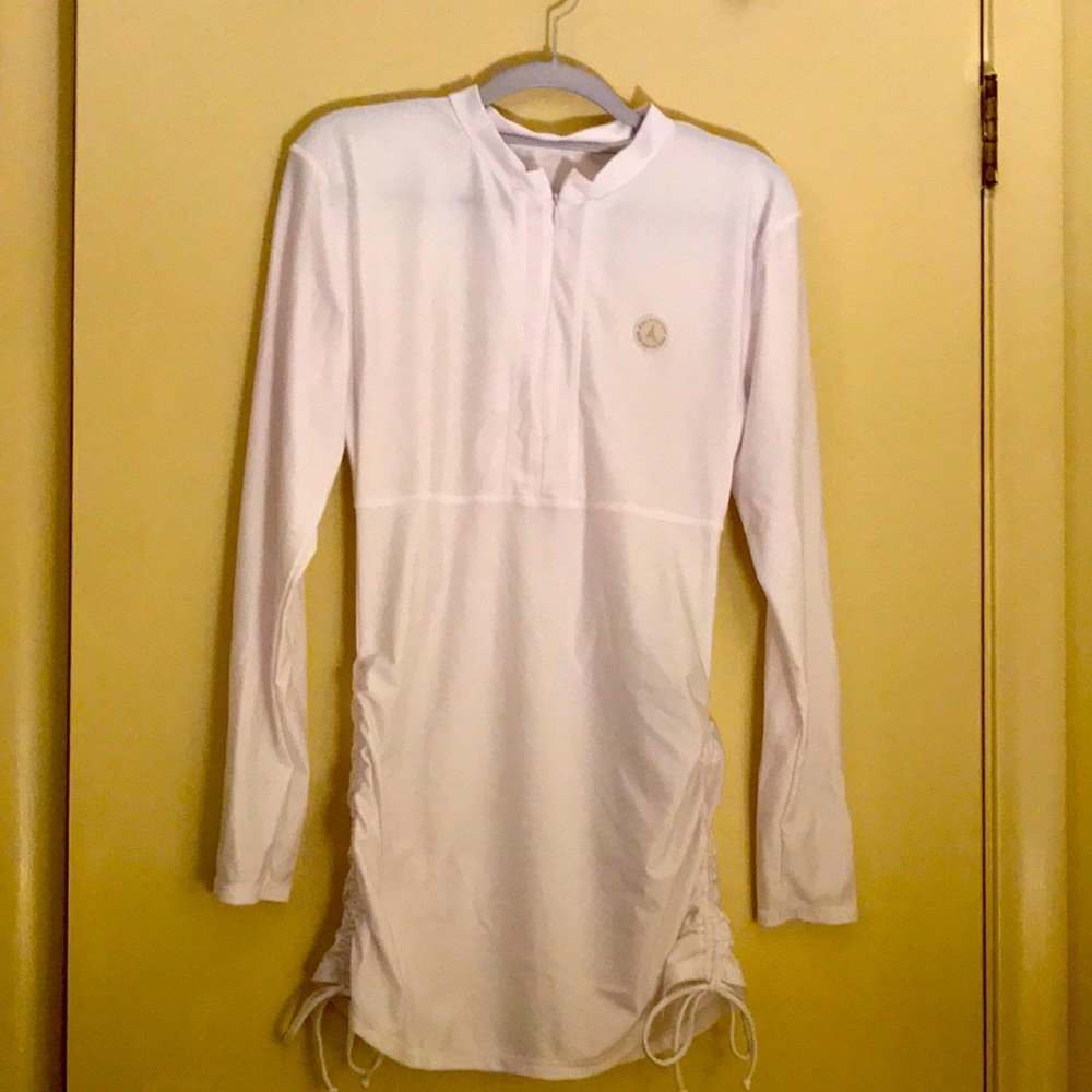 Relleciga Rash Guard Shirt Swimwear, White Size L